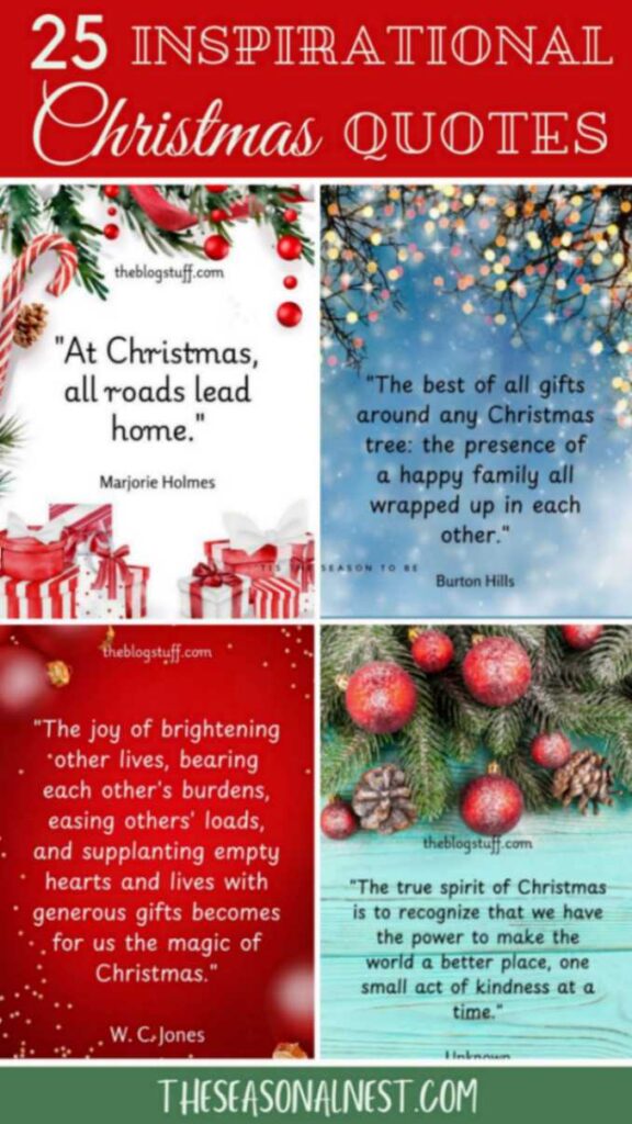 25 Christmas quotes inspirational thoughts collage.