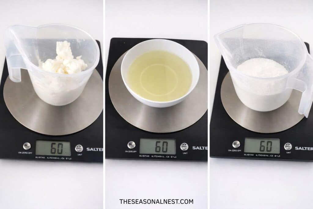 Shea butter sugar scrub ingredients.