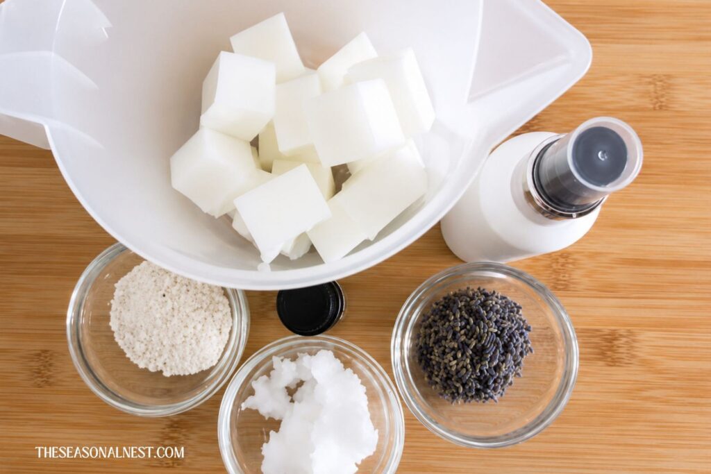 Lavender soap ingredients.