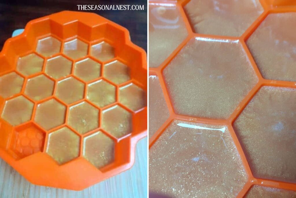 DIY shimmer lotion bars in molds.