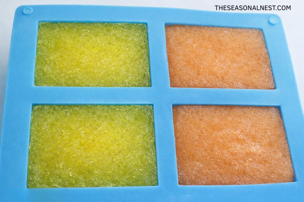 Lemon sugar scrub in molds.
