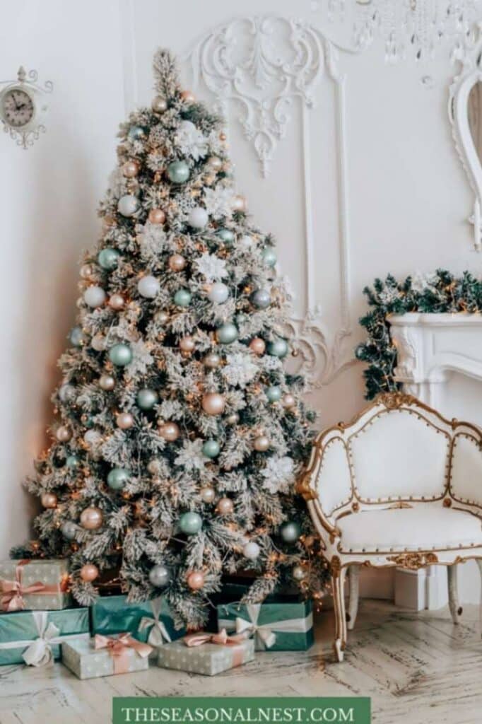 pastel flocked christmas tree