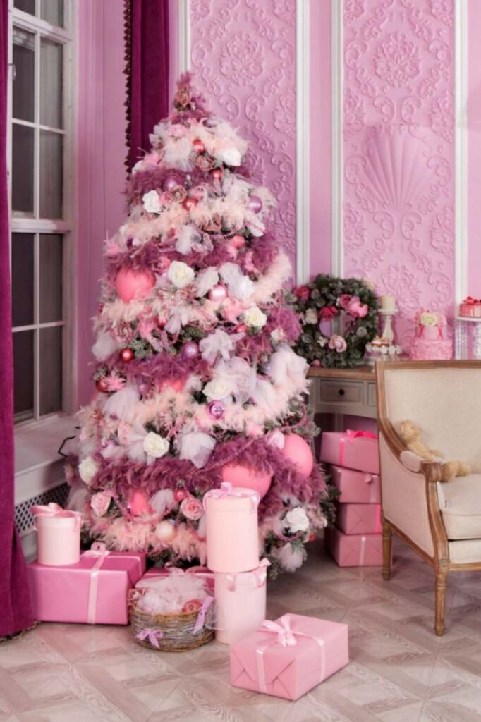 pink christmas tree decor