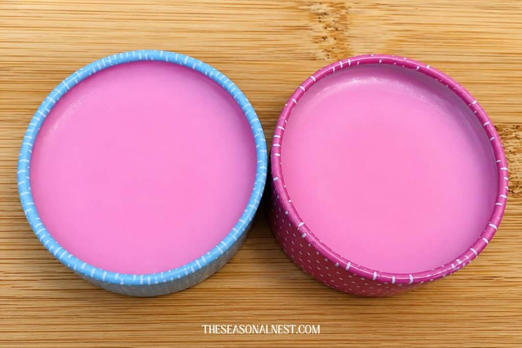 DIY pink lip balm in containers