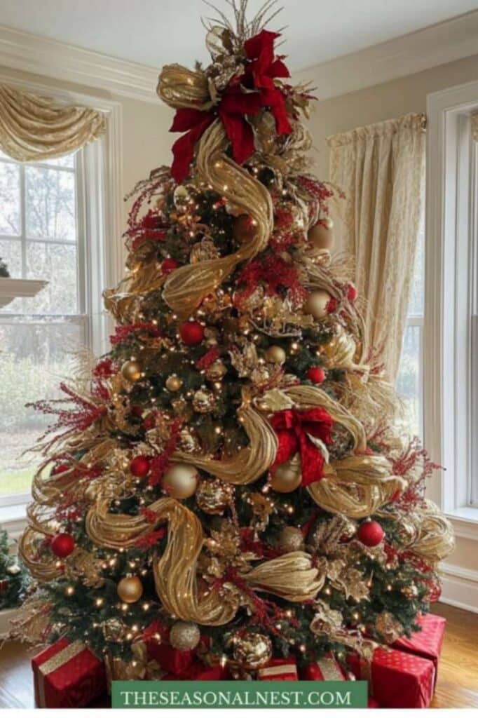 red gold glam christmas tree