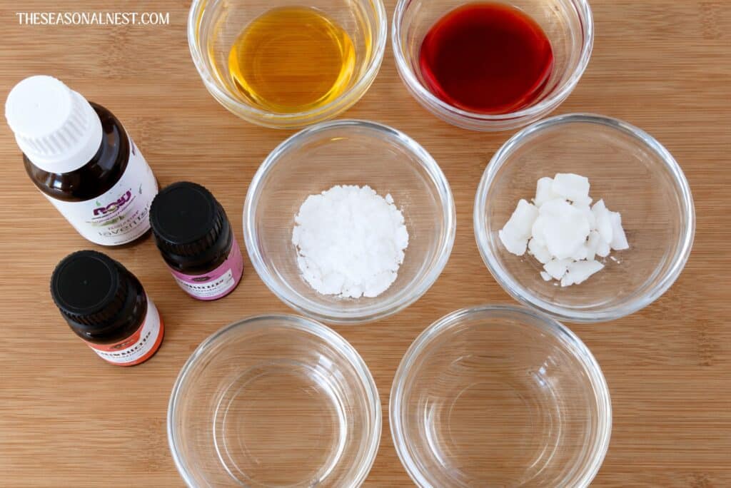 DIY rose water cream ingredients.