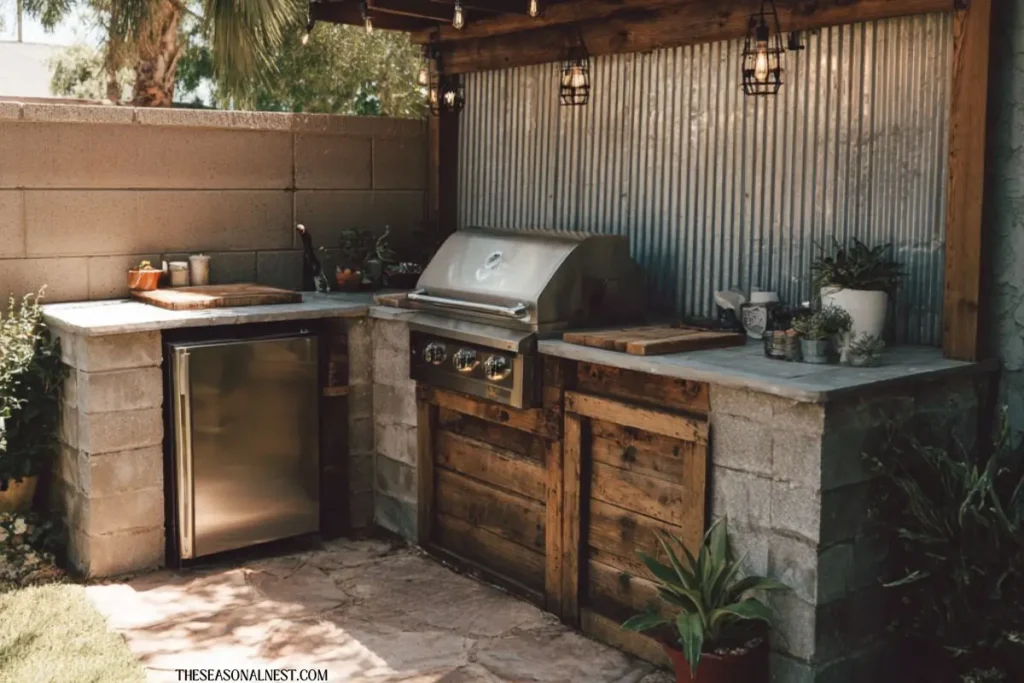 rustic diy outdoor kitchen grill station