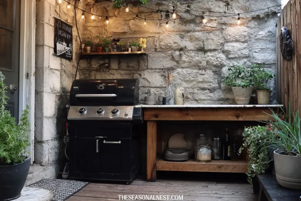 rustic outdoor kitchen small space idea
