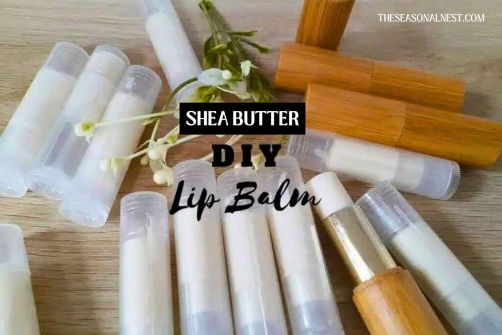 Tubes of homemade lip balm made with Shea butter, coconut oil. beeswax and Jojoba oil