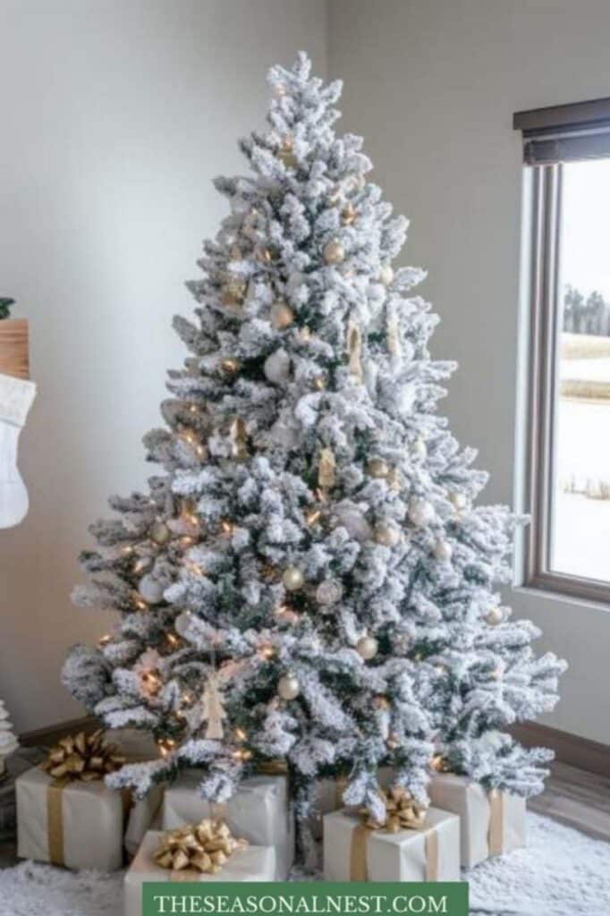 snowy white christmas tree