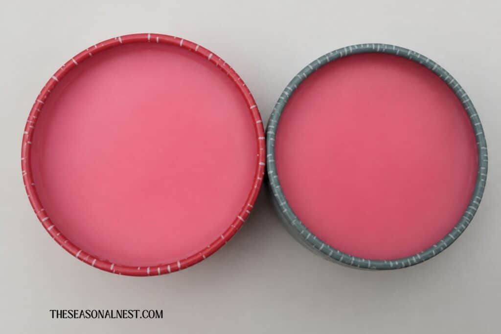 Dark pink solid DIY lip balm in containers