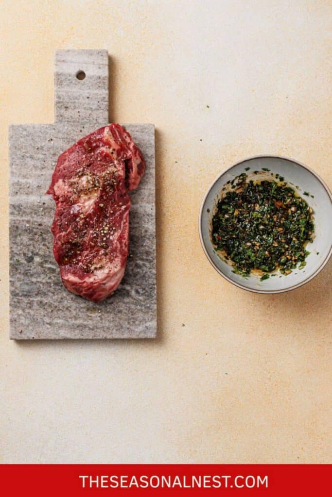 steak and chimichurri