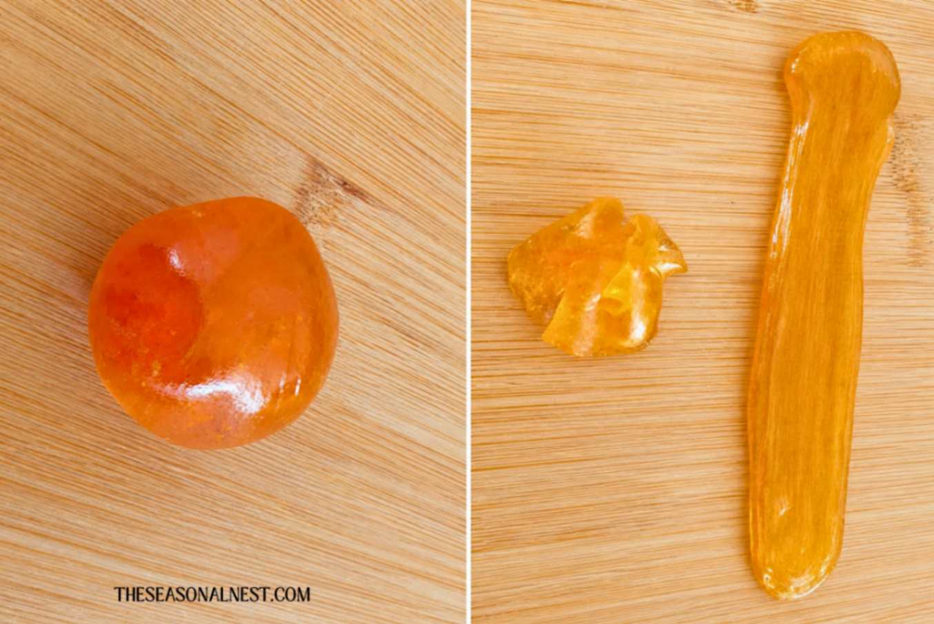 DIY vinegar sugar wax ball and texture.