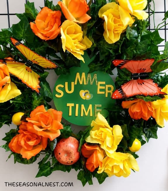 DIY summer time wreath with faux flowers